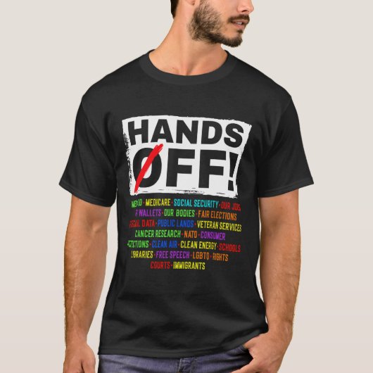 Hands Off Social Securityデモに対する抗議デモに対す救る反応 Tシャツ (正面)