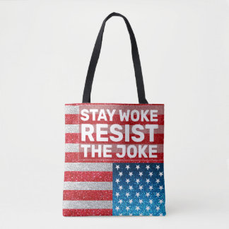 Hands Off Stay Woke 裏返しエンスン グリッター トートバッグ