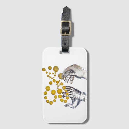 Hands Outstretched with Golden Globes ラゲッジタグ (正面縦)