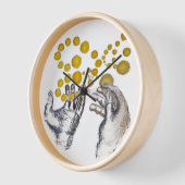 Hands Outstretched with Golden Globes Artist Clock 壁時計 (傾斜)