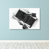 Hands w Architectural Blueprints、ヴィンテージ・ビジネス キャンバスプリント (インサイチュ (ウッドフロア))