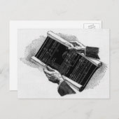 Hands w Architectural Blueprints、ヴィンテージ・ビジネス ポストカード (正面/裏面)