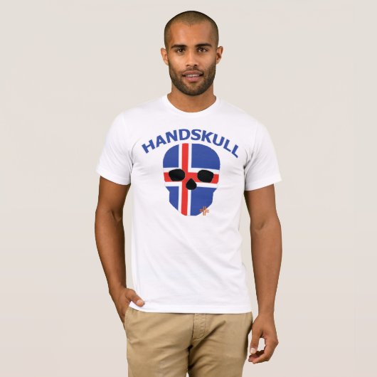 HANDSCARALアイスランド – 基本的な白い短い袖 Tシャツ (正面フル)