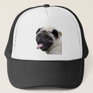 Handsom白いPugフォトアクセサリー、名前を追加 キャップ