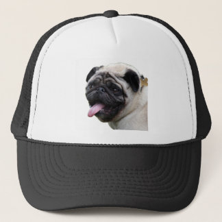 Handsom白いPugフォトアクセサリー、名前を追加 キャップ