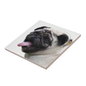 Handsom白いPugフォトアクセサリー、名前を追加 タイル (側面)