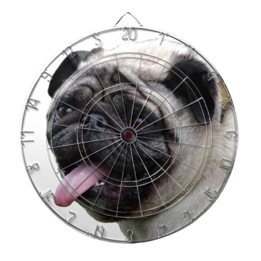 Handsom白いPugフォトアクセサリー、名前を追加 ダーツボード (正面)