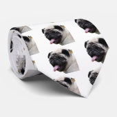 Handsom白いPugフォトアクセサリー、名前を追加 ネクタイ (ロール)