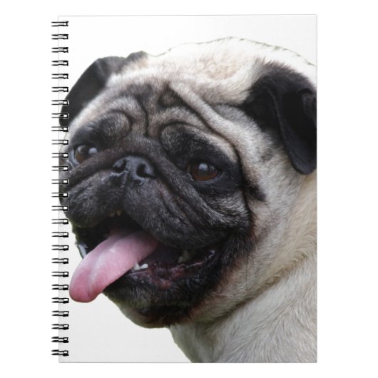 Handsom白いPugフォトアクセサリー、名前を追加 ノートブック (正面)