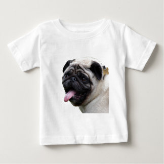 Handsom白いPugフォトアクセサリー、名前を追加 ベビーTシャツ