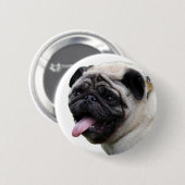 Handsom白いPugフォトアクセサリー、名前を追加 缶バッジ (正面&裏面)