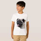 Handsom白いPugフォトアクセサリー、名前を追加 Tシャツ (正面フル)