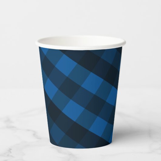 Handsome Black and Blue Plaid Paper Cup 紙コップ (裏面)