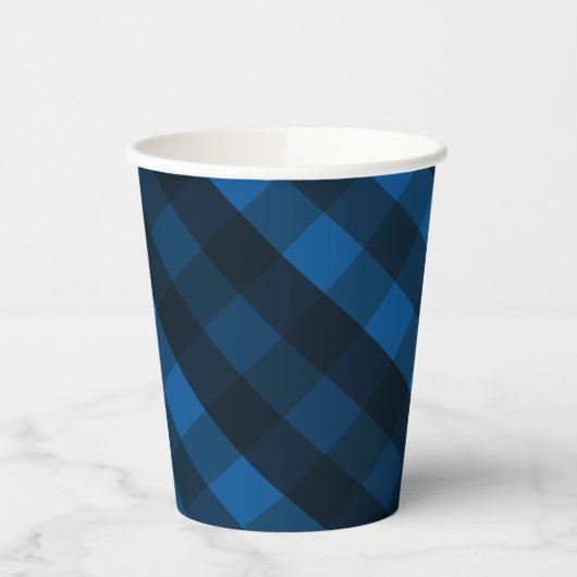 Handsome Black and Blue Plaid Paper Cup 紙コップ (左)