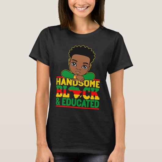 Handsome Black Educated Black History African Kids Tシャツ (正面)