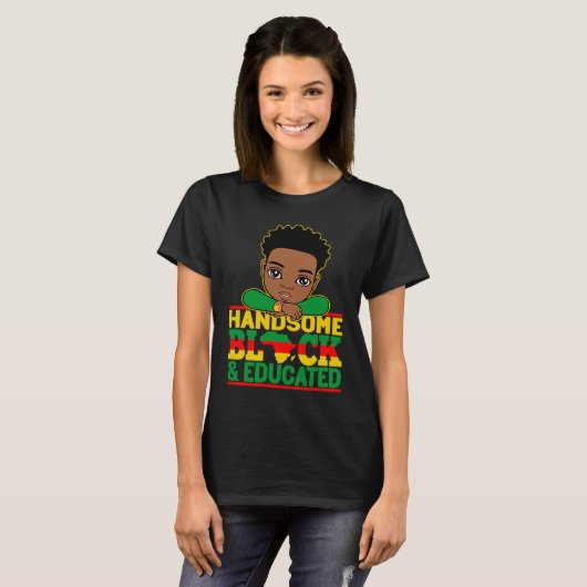 Handsome Black Educated Black History African Kids Tシャツ (正面フル)