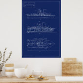 Handsome Blueprint of PT Boat PTF-17 ポスター (キッチン)