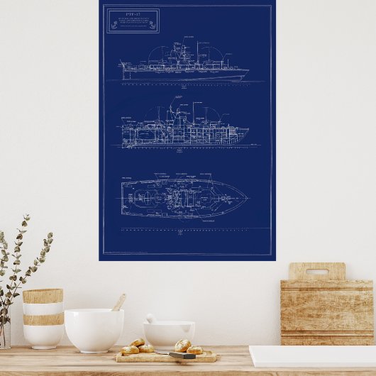 Handsome Blueprint of PT Boat PTF-17 ポスター (キッチン)