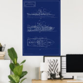 Handsome Blueprint of PT Boat PTF-17 ポスター (ホームオフィス)