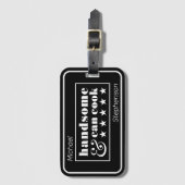 Handsome & Can Cook Black Typography Father's Day ラゲッジタグ (正面縦)