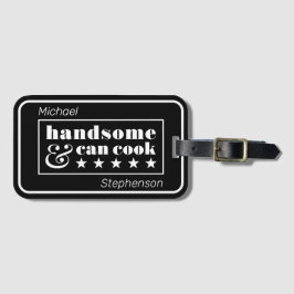 Handsome & Can Cook Black Typography Father's Day ラゲッジタグ