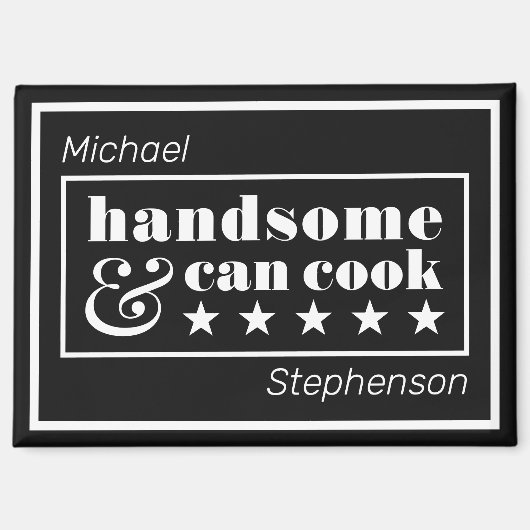 Handsome & Can Cook Typography Father's Day マグネット (正面)