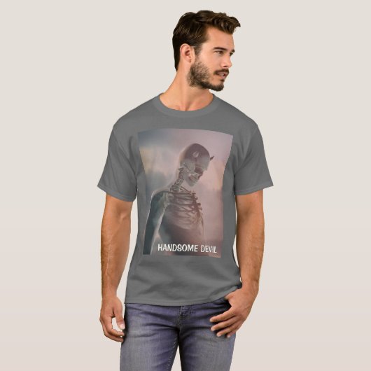 Handsome Devil. Skeleton with horns Tシャツ (正面フル)