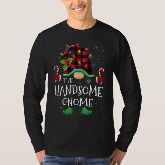 Handsome Gnome Buffalo Plaid Matching Family Chris Tシャツ (正面)