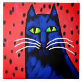 Handsome Guy Abstract Cat Painting タイル (正面)