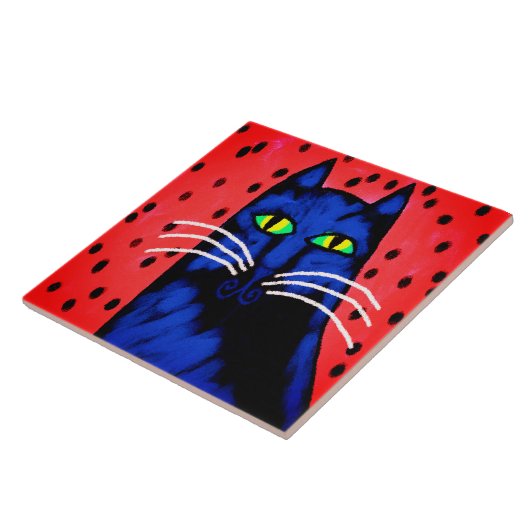 Handsome Guy Abstract Cat Painting タイル (側面)