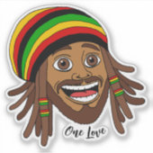 Handsome Jamaican Rasta Man One Love シール (正面)