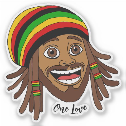 Handsome Jamaican Rasta Man One Love シール (正面)