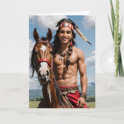 Handsome Native American Wisdom Greetings Card カード (正面)