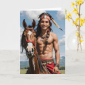 Handsome Native American Wisdom Greetings Card カード (黄色い花)