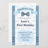 Handsome One Baby Boy First Birthday Party Invite 招待状 (正面/裏面)