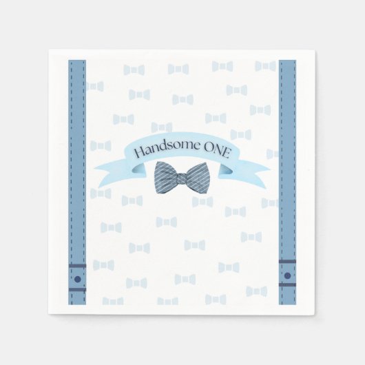 Handsome One Baby Boy First Birthday Party Napkins スタンダードカクテルナプキン (正面)