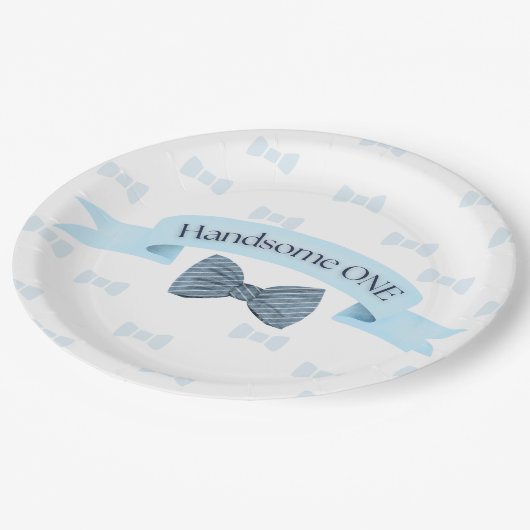 Handsome One Baby Boy First Birthday Party Plates ペーパープレート (アングル)