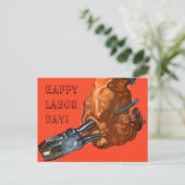 Handtoolの幸せな労働者の日の労働者のPCのプライヤー シーズンポストカード (スタンド正面)
