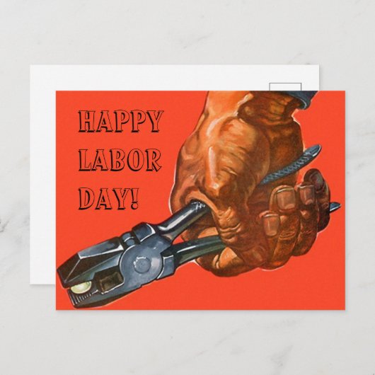 Handtoolの幸せな労働者の日の労働者のPCのプライヤー シーズンポストカード (正面/裏面)
