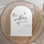 Handwriting Arch Heart Wedding Modern QR Code 招待状