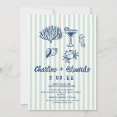 Handwriting Coast  Retro Wedding invitation 招待状 (正面)