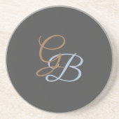 Handwriting modern plain monogram minimalist  コースター (正面)