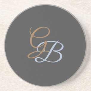 Handwriting modern plain monogram minimalist  コースター