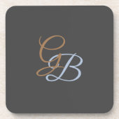Handwriting modern plain monogram minimalist  コースター (正面)