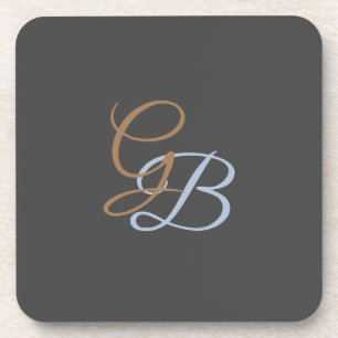 Handwriting modern plain monogram minimalist  コースター