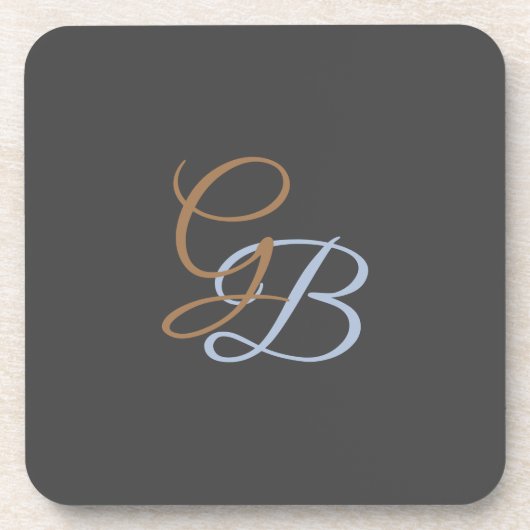 Handwriting modern plain monogram minimalist  コースター (正面)