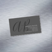 Handwriting Monogram Custom Grey Black Custom  マグネット名刺 (インサイチュ)