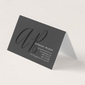 Handwriting Monogram Custom Grey Black Custom  名刺 (正面)