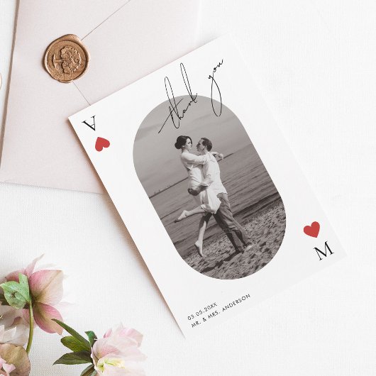 Handwriting Script Casino Vegas Wedding サンキューカード