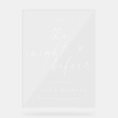 Handwriting Script Heart Wedding Rehearsal Welcome アクリルサイン (正面)